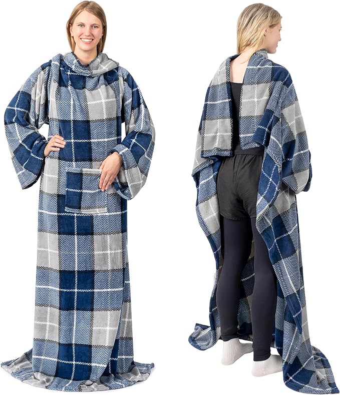 PAVILIA Wearable Blanket with Sleeves for Adult Women Men, Cozy Fleece Warm Wrap Throw with Arms, Gifts for Christmas, Wife