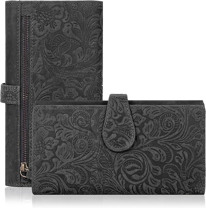 Real Leather Women Wallet Leather with RFID Blocking -Trifold Card Holder Designer Ladies Clutch with ID Window Wallets