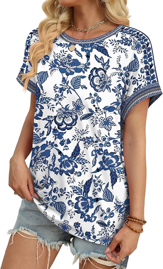 WIHOLL Womens Tops Short Sleeve Shirts Summer Outfits 2026 Spring Dressy Casual Clothes Clothing