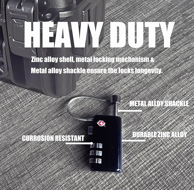 Professional Gun Case Lock TSA Approved Gun Case Lock,with Durable & Cut Resistant Alloy Steel Shank Gun Lock,TSA Gun Safe Lock for Travel Case or Child Safe (4 Pack)