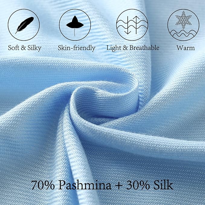 Soft Silky Pashmina Shawl Wraps Solid Colors Scarf for Wedding Evening Dresses