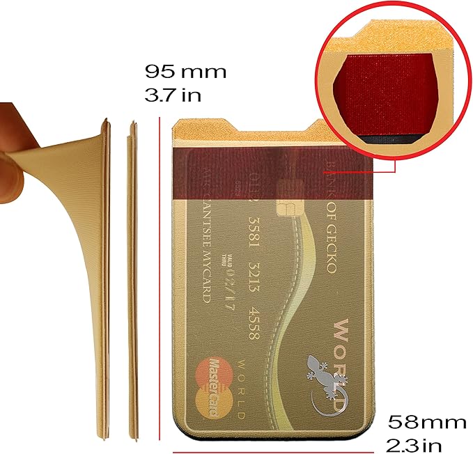 Phone Wallet - Adhesive Card Holder - Cell Phone Pouch - Stick on Lycra Pocket by Gecko - Carry Credit Cards and Cash