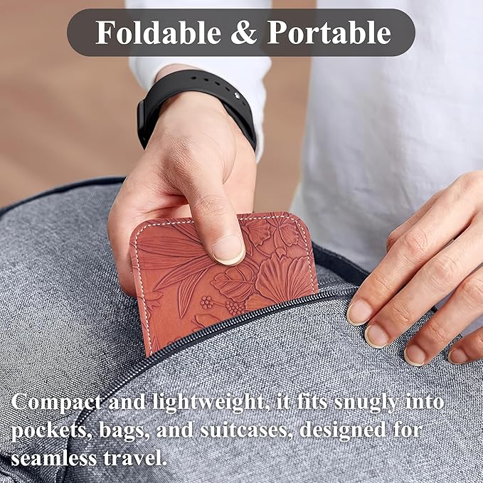 Airplane Travel Essentials for Flying Flex Flap Cell Phone Holder & Flexible Tablet Stand for Desk, Bed, Treadmill, Home & in-Flight Airplane Travel Accessories(1-Carved Brown)