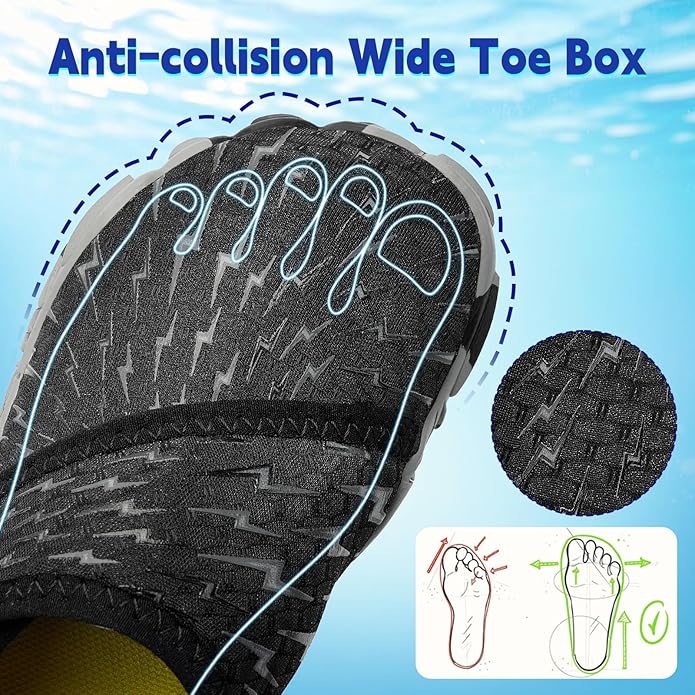 Kids Water Shoes Boys Girls - Wide Toe Box Quick Dry Barefoot Shoes Breathable Non Slip Aqua Athletic Sneakers for Swim Beach Pool Kayak Hiking Sand Walking Travel Essentials (Little Kid/Big Kid)