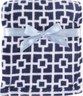 Luvable Friends Unisex Baby Coral Fleece Blanket, Navy Trellis, One Size