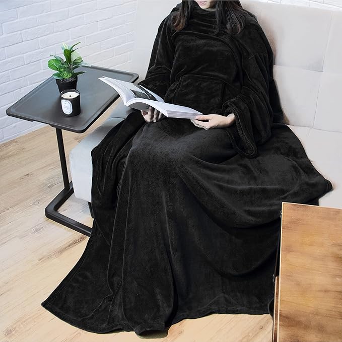 PAVILIA Wearable Blanket with Sleeves for Adult Women Men, Cozy Fleece Warm Wrap Throw with Arms, Gifts for Christmas, Wife
