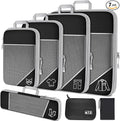 NiHome 7PCS Compression Packing Cube Set Expandable Mesh Travel Bag Luggage Organizers with Electronic Cable Cord Charger Organizer Drawstring Bag for Trip Home Storage Travel Gear Accessories (Black)