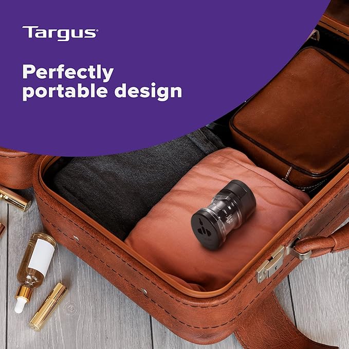 Targus Universal Travel Adapter, International Plug Adapter, Travel Worldwide Power Adapters for Europe, UK, Asia, Africa, LAC, MENA, & USA, Travel Plug Adapter (APK01US1)