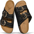 Project Cloud 100% Genuine Leather Flat Sandals For Women 2026 Cork Footbed Womens Sandals with Memory Foam and arch support Vacation Essentials Slides for Women Footwear (Venita)