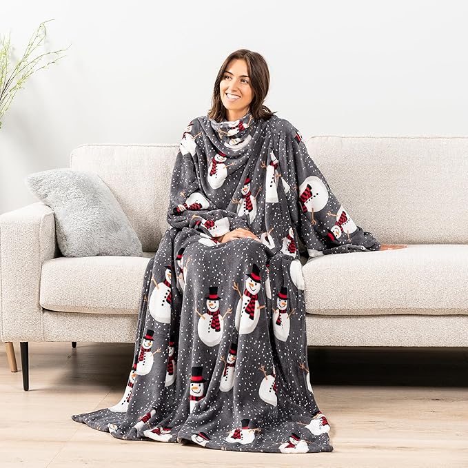PAVILIA Wearable Blanket with Sleeves for Adult Women Men, Cozy Fleece Warm Wrap Throw with Arms, Gifts for Christmas, Wife