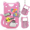 Cat Silicone Case for Touchland Hand Sanitizer Spray, Hand Sanitizer Holder Keychain with 4 Cute Charms for Touch Land Mist 1FL. OZ