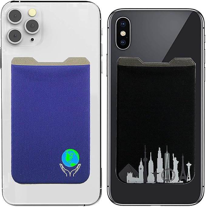 Phone Wallet - Adhesive Card Holder - Cell Phone Pouch - Stick on Lycra Pocket by Gecko - Carry Credit Cards and Cash