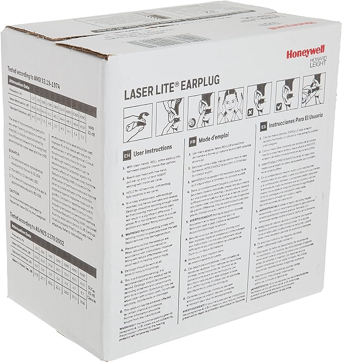 Howard Leight by Honeywell Laser Lite High Visibility Disposable Foam Earplugs, Pink/Yellow , 200-Pairs (LL-1) - 3301105
