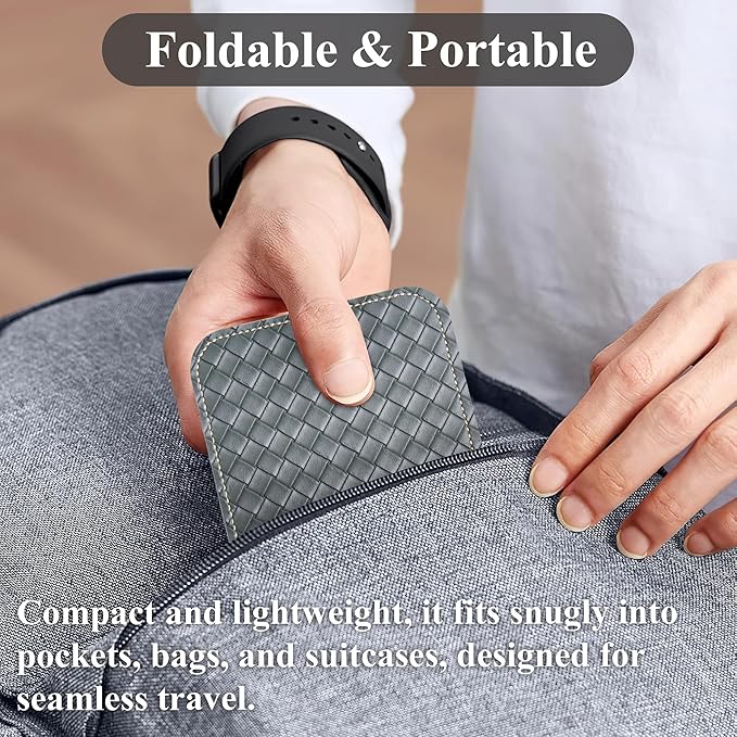 QIELIZI Airplane Travel Essentials for Flying Flex Flap Cell Phone Holder & Flexible Tablet Stand for Desk, Bed, Treadmill, Home & in-Flight Airplane Travel Accessories(1-Woven Grey)