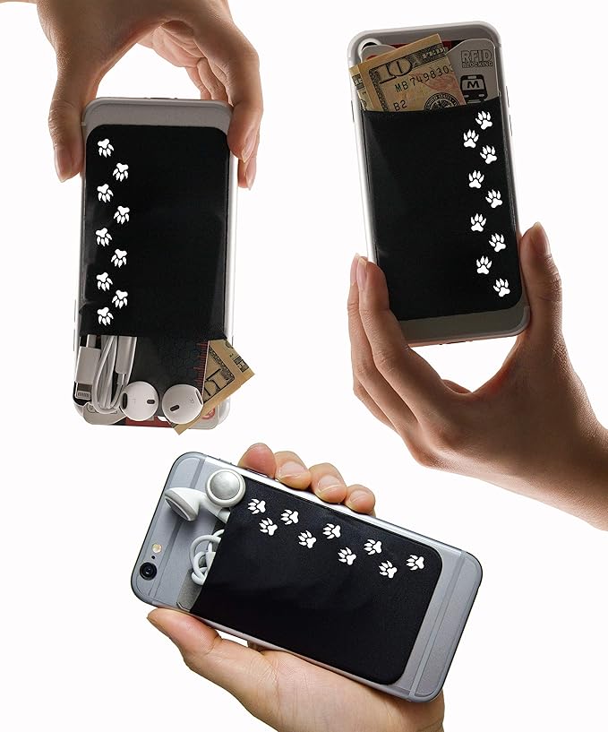 Phone Wallet - Adhesive Card Holder - Cell Phone Pouch - Stick on Lycra Pocket by Gecko - Carry Credit Cards and Cash