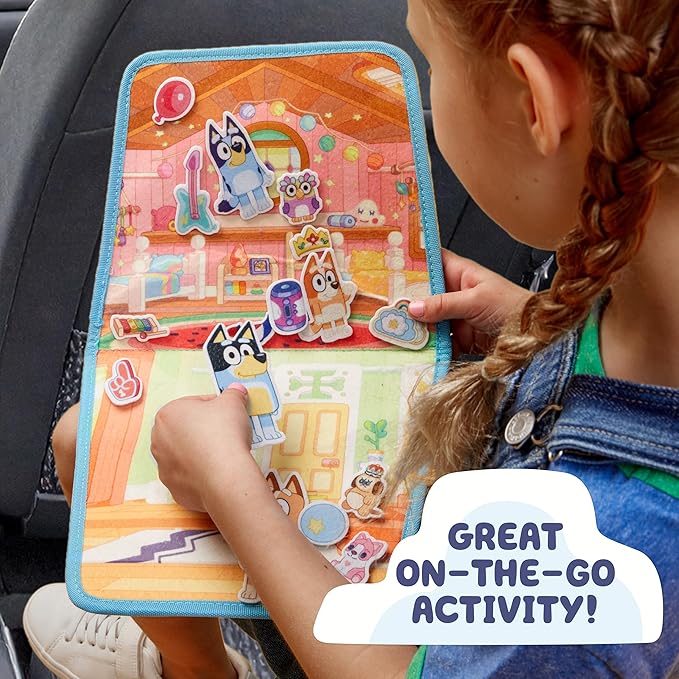 Bluey Felt Playhouse, Double-Sided Play Scene with Built-in Storage, 20 Felt Characters & Accessories, Travel-Friendly Bluey Toys, Road Trip Essentials, Toddler Activities, Fun Toys & Games