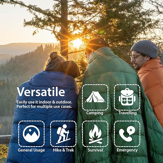 Horizon Hound Down Camping Blanket 650 Fill Power - Ultralight Backpacking Quilt (1lb 6oz) Warm & Water-Resistant 20D Nylon Shell for Outdoors, Camping, Hiking, Travel, & Stadium - Packable