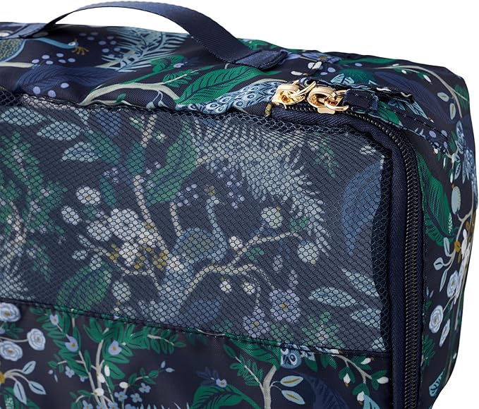 RIFLE PAPER CO. Soft Sided Packing Cubes Set of 3 (Includes 3 Different Sizes and a Laundry Bag, Travel Must Have Accessory, Stylized Pattern), Peacock