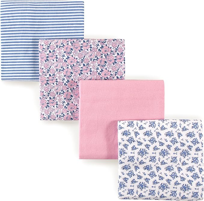 Hudson Baby Unisex Baby Cotton Flannel Receiving Blankets, Classic Floral, One Size
