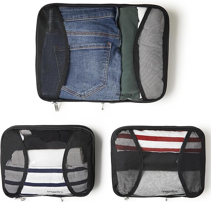 Baggallini Compression Cube 3-piece set - Lightweight Compression Packing Cubes for Travel