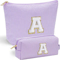 YOOLIFE Teacher Appreciation Gifts for Teacher Women Mothers Day Gifts for Mom Women | Initial Makeup Bag | Travel Cosmetic Toiletry Bag | 11 12 13 14 15 16 Years Old Girl Gift Teachers Gift Purple A