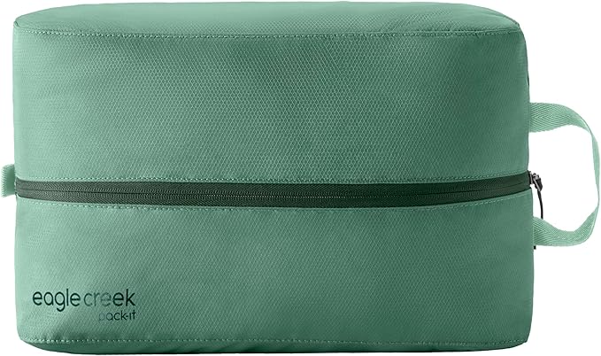 Eagle Creek Pack-It Reveal Multi Shoe Cube - Dual-Compartment Shoe Cube for Optimizing Luggage Space - Travel-Friendly - Easy-Grab Zipper & Quick Grab Handle - Lightweight & Portable - Willow Green