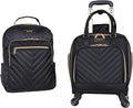 Kenneth Cole REACTION Chelsea 2-Piece Bundle - 17" 4-Wheel Spinner Underseat Carry-On Luggage & Matching 15" Laptop Backpack, Black