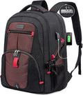 LOVEVOOK Travel Backpack for Men 17inch Large Work Backpack for Men Large Capacity Lockable Mochilas para Hombres Waterproof Computer Backpack for Work Business Travel College (17 inch,Black&Brown)