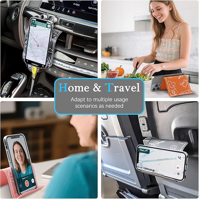 Adjustable Angle Phone Stand Tablet Holder, Sturdy Universal for All Smartphones - Foldable Portable for Desk, Travel, Home, Kitchen, Bed, Treadmill, Airplane, Gray