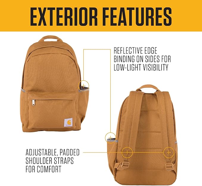 Carhartt 21L Classic Laptop Backpack, Water-Resistant Pack W/ 15" Laptop Sleeve and Organizational Compartments, Industry Red