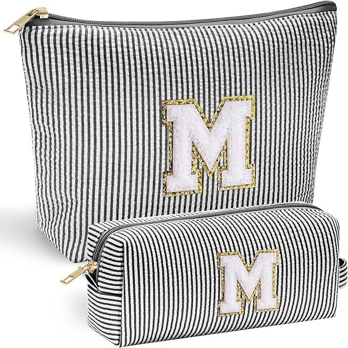 YOOLIFE Mothers Day Gift - Graduate & Birthday Gift for Her - Personalized Monogram Makeup Bag - Black