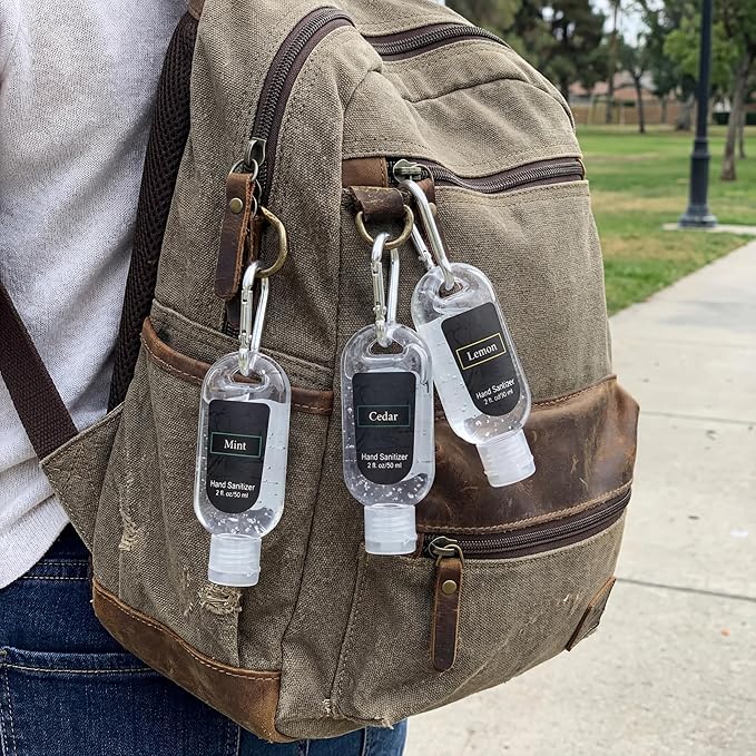 6 Pcs Mini Hand Sanitizer Travel Size with Carabiner Clip 2 Fl. oz Gel Mix Scent Pocket Hand Sanitizer with Keychain Bulk for Backpack Purse Gym Bag Office Outdoor Friend Coworker Travel Gifts