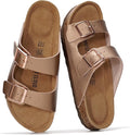 Project Cloud 100% Genuine Leather Flat Sandals For Women 2026 Cork Footbed Womens Sandals with Memory Foam and arch support Vacation Essentials Slides for Women Footwear (Venita)
