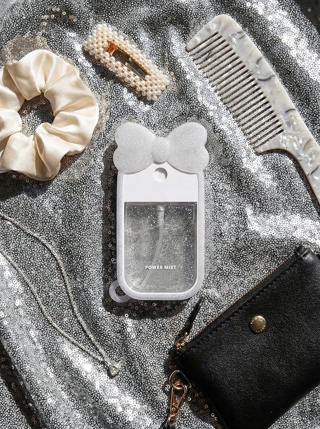 Silicone Bow Case Compatible with Touchland Hand Sanitizer Spray 1 oz (30 mL), Cute Holder with Keychain Clip, Gift for Girls