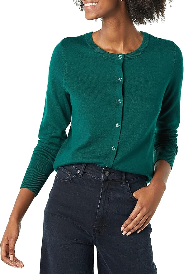 Amazon Essentials Women's Lightweight Crewneck Cardigan Sweater (Available in Plus Size)