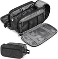 PAVILIA Toiletry Bag for Men, Hanging Travel Dopp Kit Organizer, PU Leather Water Resistant Bathroom Bag for Shaving Grooming, Large Capacity Cosmetic Bag Travel Essentials, Black