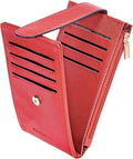 Chelmon Womens Wallet Slim RFID Blocking Bifold Multi Card Case Wallet with Zipper Pocket (Red)