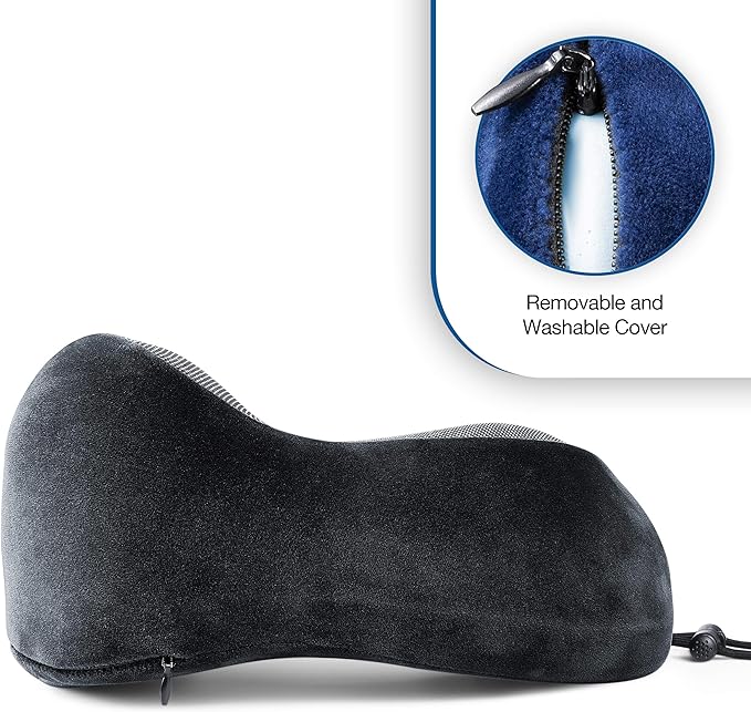 Cloudz Tech Memory Foam Travel Neck Pillow with Blackout Sleep Mask and Ear Plugs - Black