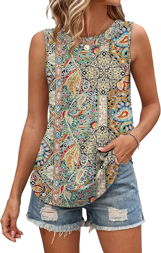 WIHOLL Tank Tops for Women Summer Outfits 2026 Crewneck Spring Casual Sleeveless Shirts Blouses Clothing