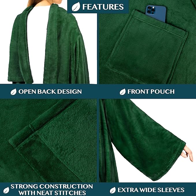 PAVILIA Wearable Blanket with Sleeves for Adult Women Men, Cozy Fleece Warm Wrap Throw with Arms, Gifts for Christmas, Wife