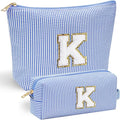 YOOLIFE Mothers Day Gifts for Mom Birthday Gifts for Teen Girls Kids Initial Makeup Bag | Travel Makeup Bag Toiletry Bags | Gift for 3 4 5 6 7 8 9 10 11 12 13 Year Old Girl Blue K