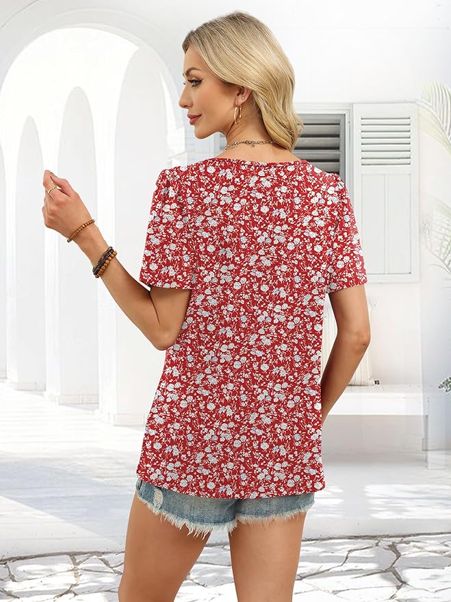 WIHOLL Womens Summer Tops Short Sleeve Shirts Square Neck Spring Outfits 2026 Fashion Clothing Blouses
