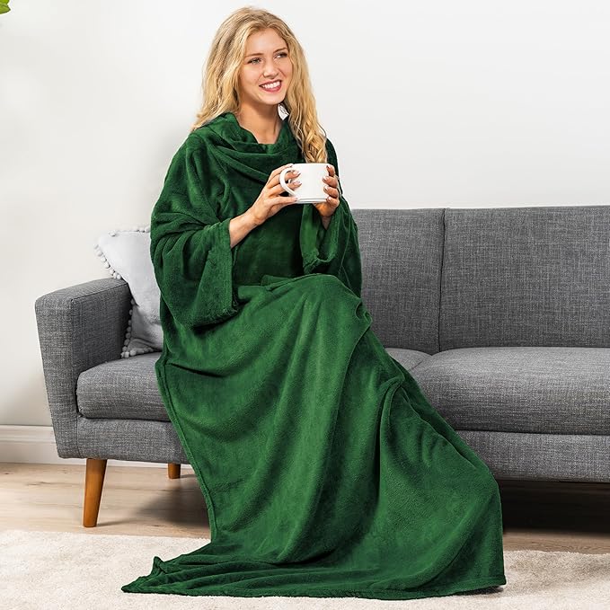 PAVILIA Wearable Blanket with Sleeves for Adult Women Men, Cozy Fleece Warm Wrap Throw with Arms, Gifts for Christmas, Wife