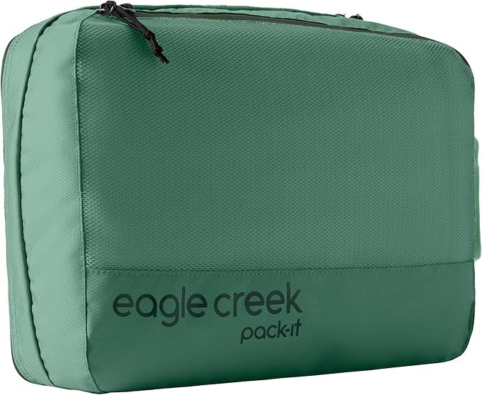 Eagle Creek Pack-It Reveal Clean/Dirty Cube M - Water-Resistant Dual Compartment Packing Cube With Internal Divider for Clean & Dirty Clothes - Travel Essentials - Willow Green