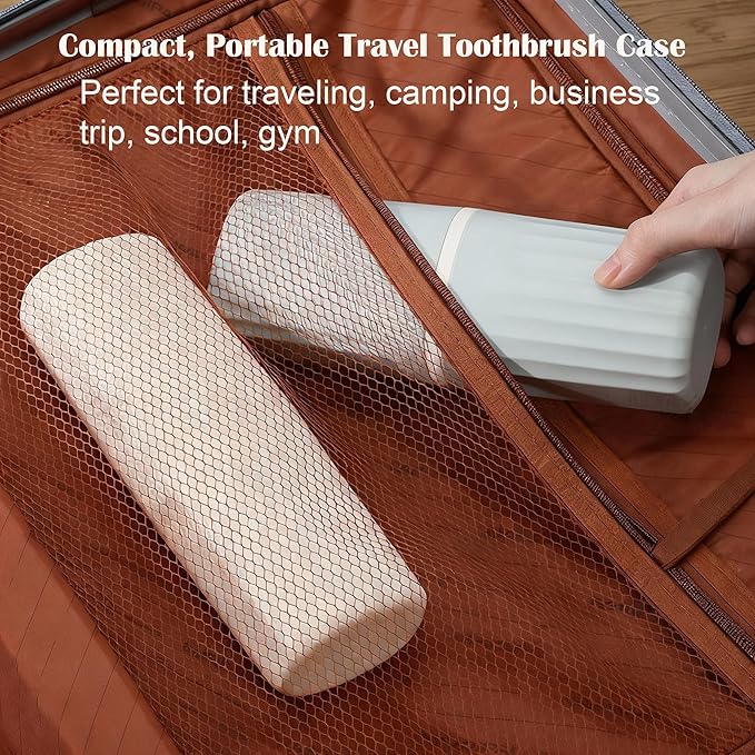 Toothbrush Travel Case, 2 in 1 Compact Travel Toothbrush Holder with Mouthwash Cup, Portable Toothbrush and Toothpaste Travel Case for Camping, Business Trip, School, Bathroom