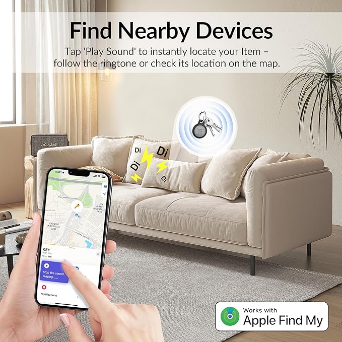 Tracker Tag - 2 Pack [Apple MFi Certified] Bluetooth Trackers Works with Apple Find My (iOS Only) - IP67 Waterproof Item Finders | Track Keys, Wallet, Luggage, Backpack