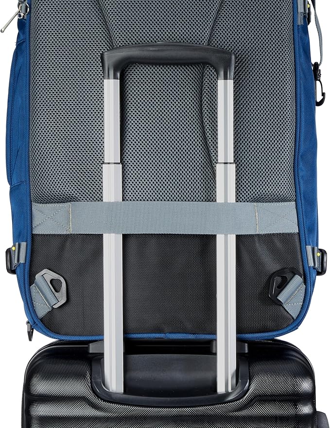 Amazon Basics Travel Backpack, Carry-On with Laptop Compartment, 40L Expandable Storage, Dual Use Backpack & Shoulder Bag with Multiple Compartments and Pockets, 15.8"W x 21.5"H x 8.3"D, Navy