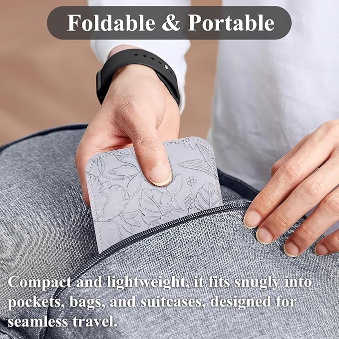 Airplane Travel Essentials for Flying Flex Flap Cell Phone Holder & Flexible Tablet Stand for Desk, Bed, Treadmill, Home & in-Flight Airplane Travel Accessories(1-Carved Grey)