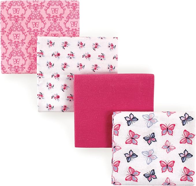Hudson Baby Unisex Baby Cotton Flannel Receiving Blankets, Butterflies, One Size