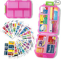 iouwei Large Pill Organizer with Medicine Labels - 7 Day Travel Daily Container, Mini Medication Storage Case (Pink, 161 Labels)